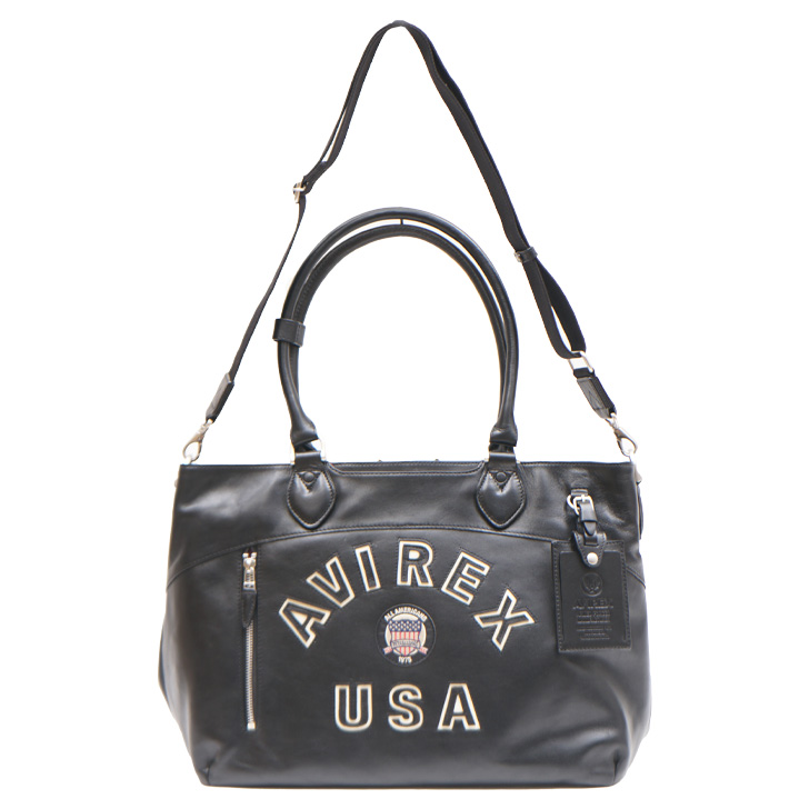超美品 AVIREX ハンドバッグ 2way 本革 AVIREX（アヴィレックス） アビレックス バーシティー レザー 2WAY