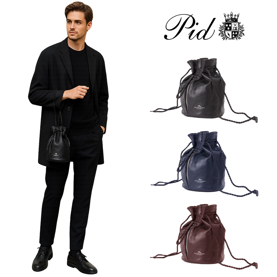 ピー・アイ・ディー/ＰＩＤ　オールレザー　巾着 P.I.D pid ピーアイディ 巾着 ショルダー ちいさめ PAQ201 レザー