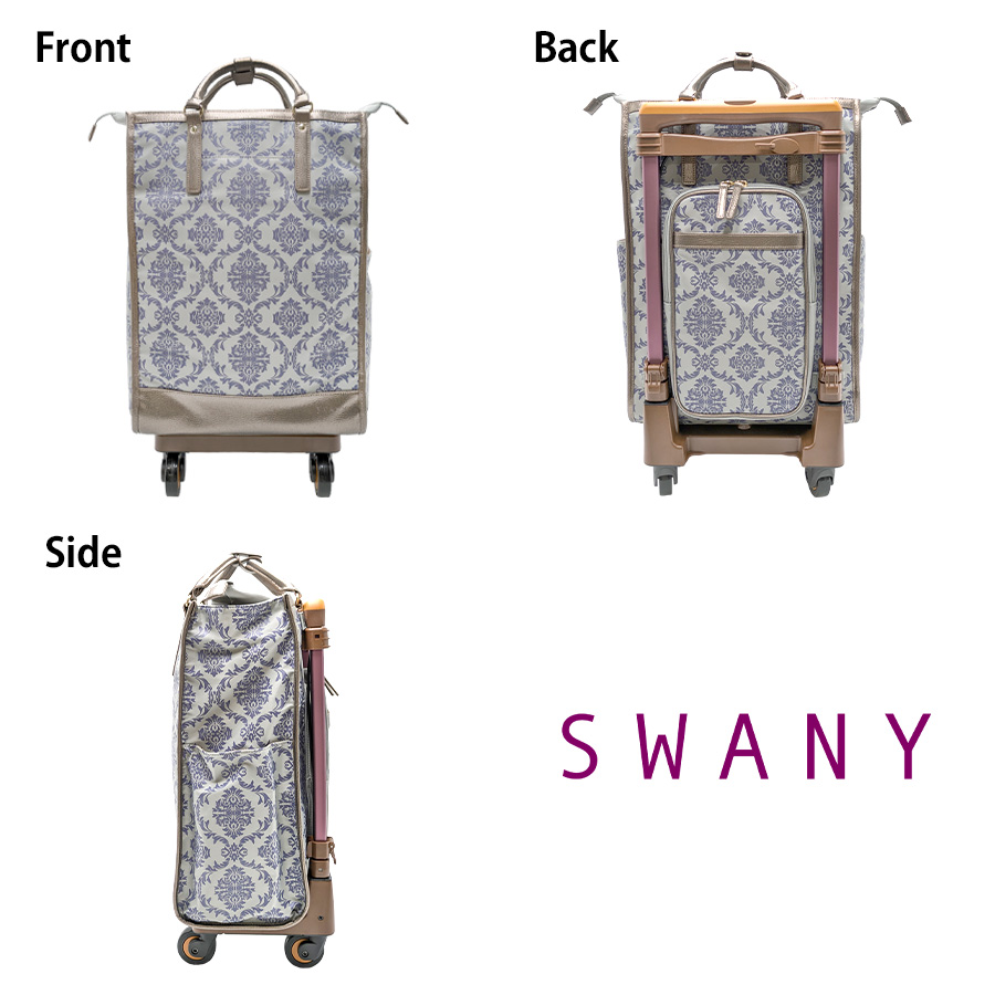 スワニー　SUWANY ダマスコ柄　4輪ストッパー付　2way 大容量　キャリー SWANY（キャリーバック） スワニー キャリーバッグ D-543