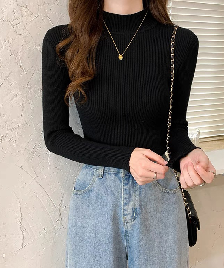 ニット カットソー 長袖 レディース トップス リブニット リブセーター クールネック インナー きれいめ おしゃれ 着痩せ 長袖Tシャツ ストレッチ スリム 爆買 |  | 01