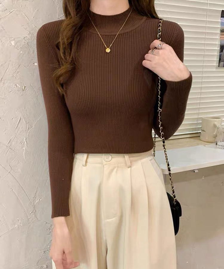 ニット カットソー 長袖 レディース トップス リブニット リブセーター クールネック インナー きれいめ おしゃれ 着痩せ 長袖Tシャツ ストレッチ スリム 爆買 |  | 03