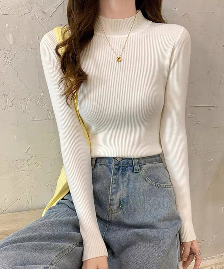ニット カットソー 長袖 レディース トップス リブニット リブセーター クールネック インナー きれいめ おしゃれ 着痩せ 長袖Tシャツ ストレッチ スリム 爆買 |  | 05