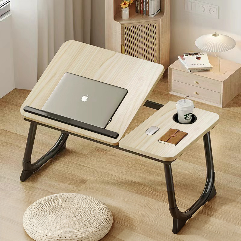 折りたたみテーブル 5段階角度調整可能 カップホルダー付き 多機能