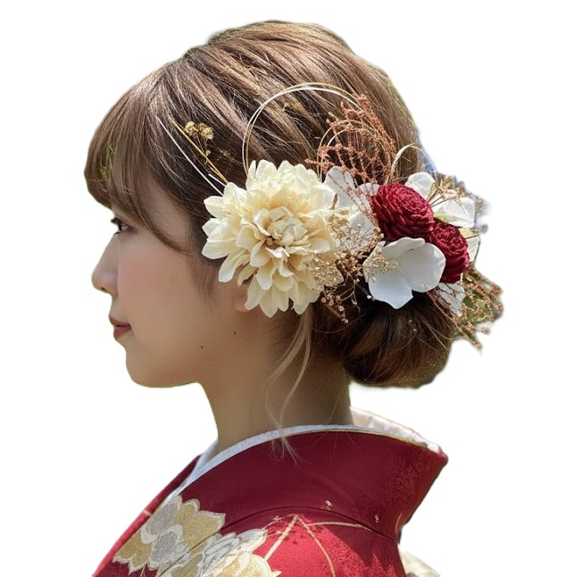 髪飾りViVi～紫黒白ダリア・豪華クール系～成人式 卒業式 結婚式 花魁 簪 紫系 - 結び桜 成人式・結婚式・卒業式髪飾り専門店 | minne 国内最大