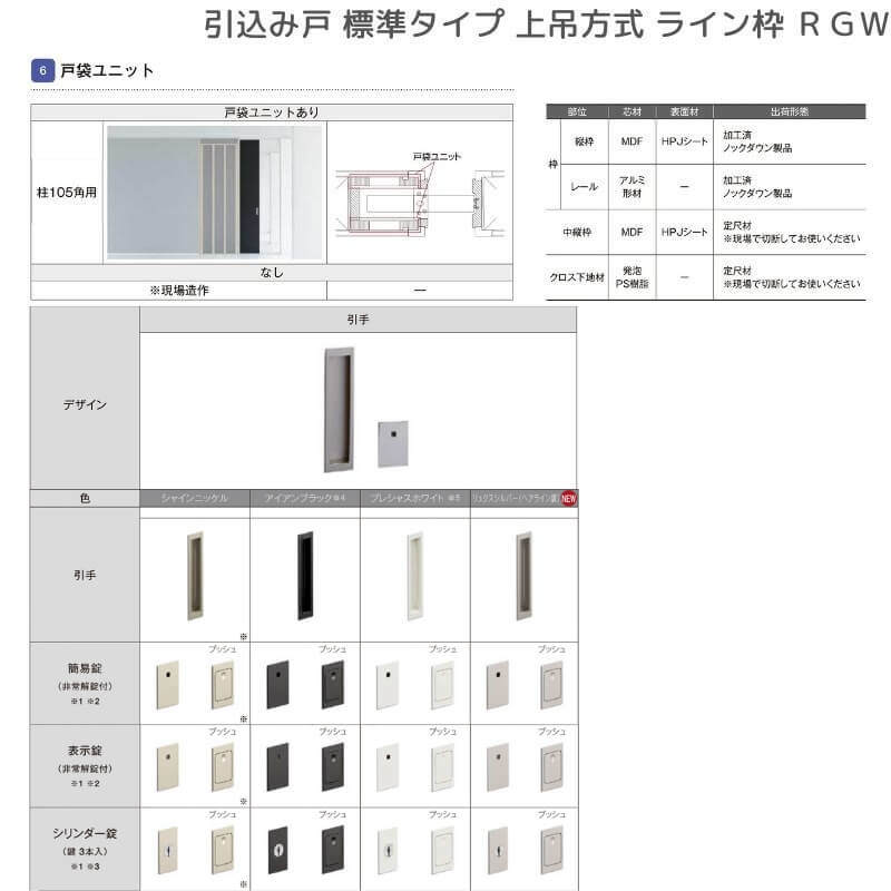 室内引戸 引込み戸 上吊方式 ライン枠 RGW ラフィス アクリル系パネル 1424/1624/1824 リクシル LIXIL Raffis 建具 交換 リフォーム DIY_12
