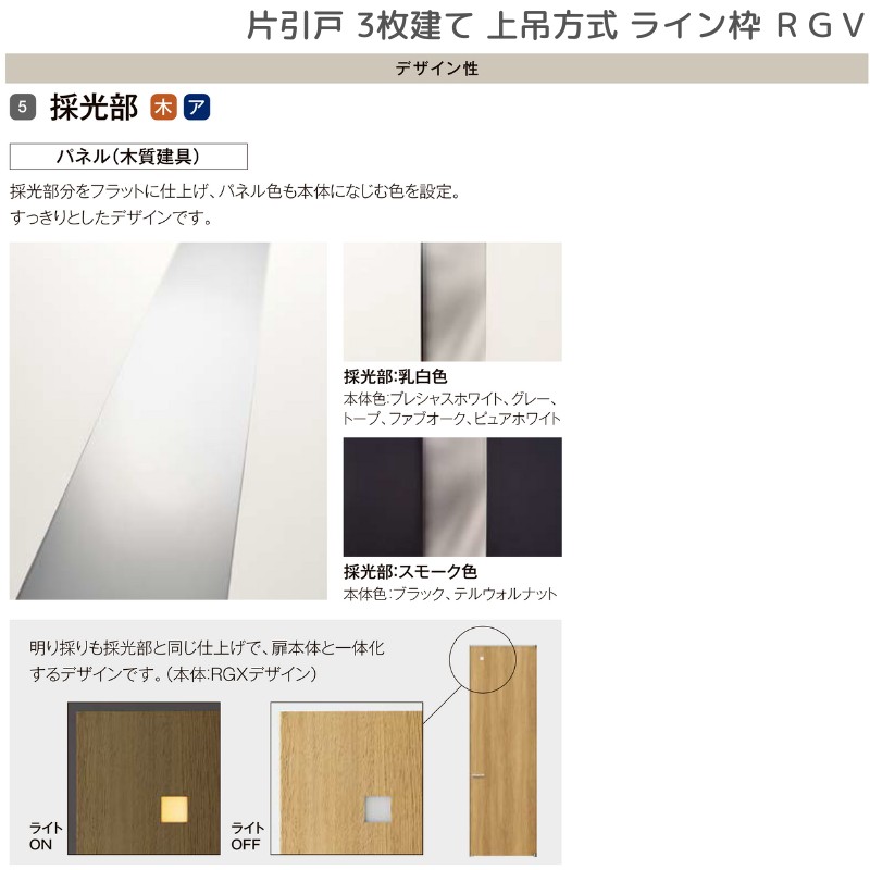 ラフィス 室内引戸 片引戸 3枚建 上吊方式 ライン枠 RGV アクリル系