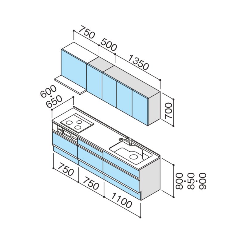 【納期遅延】 システムキッチン ラクエラ I型 W2600mm スライド収納プラン グランド TUシンク 3口コンロ 標準タイプ クリナップ 間口260 奥行き60cm 下台 流し台_1