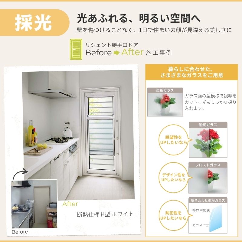 リフォーム用勝手口ドア リシェント ランマなし...の詳細画像5