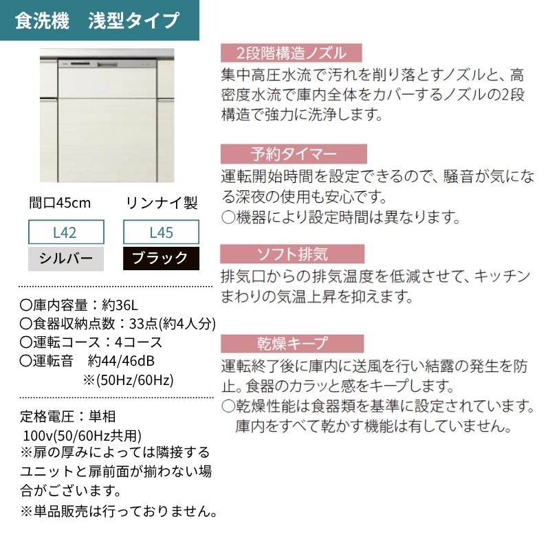 システムキッチン シエラ W1950mm 壁付I型 トレーボードプラン ウォールユニット無 食洗機付き 間口195cm 奥行60cm グループ1 リクシル 流し台_4