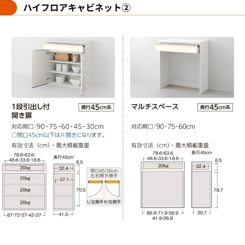 26年新モデル カップボード 食器棚 シエラ 間口180cm(75+75+30cm) ハイフロアキャビネット 壁付け型 カウンター高さ99cm 奥行45cm W1800mm リクシル グループ3_5