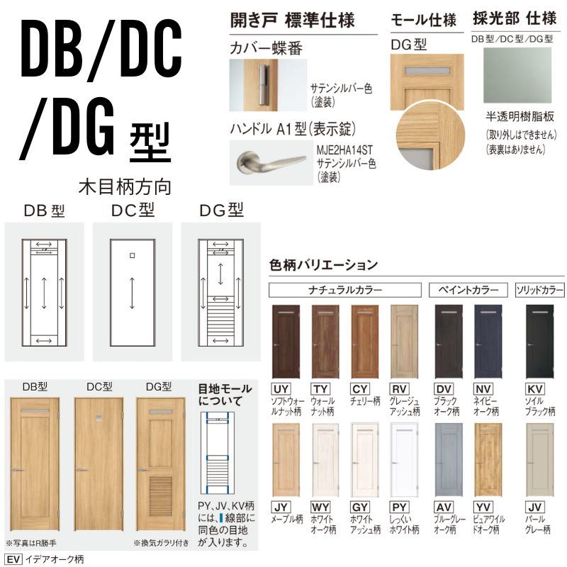 室内開き戸 片開きドア ベリティス 洗面タイプ DB型 スタンダードレーベル UW650/735/755/825×UH2035mm 固定枠 2ｍ高 パナソニック 室内ドア 建具 DIY | Panasonic | 01