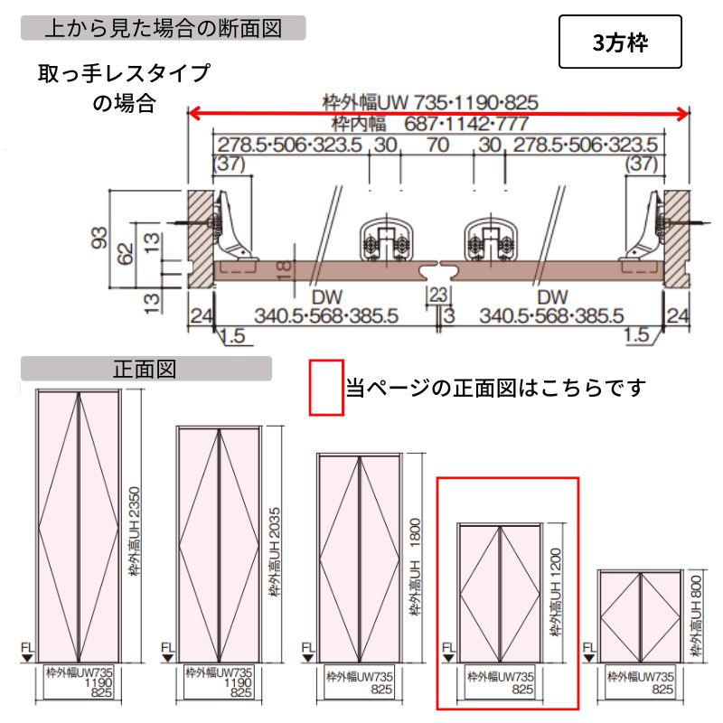 Panasonic ベリティス クローゼットドア 開き扉 PA型 (フラットタイプ) UW735/825 UH1200(4尺) 両開き 固定枠 階段下収納 トイレ 建具 壁収納 リフォーム DIY
