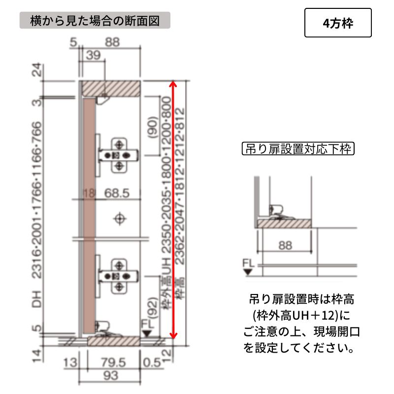 Panasonic ベリティス クローゼットドア 開き扉 PA型 (フラットタイプ) UW735/825 UH1200(4尺) 両開き 固定枠 階段下収納 トイレ 建具 壁収納 リフォーム DIY