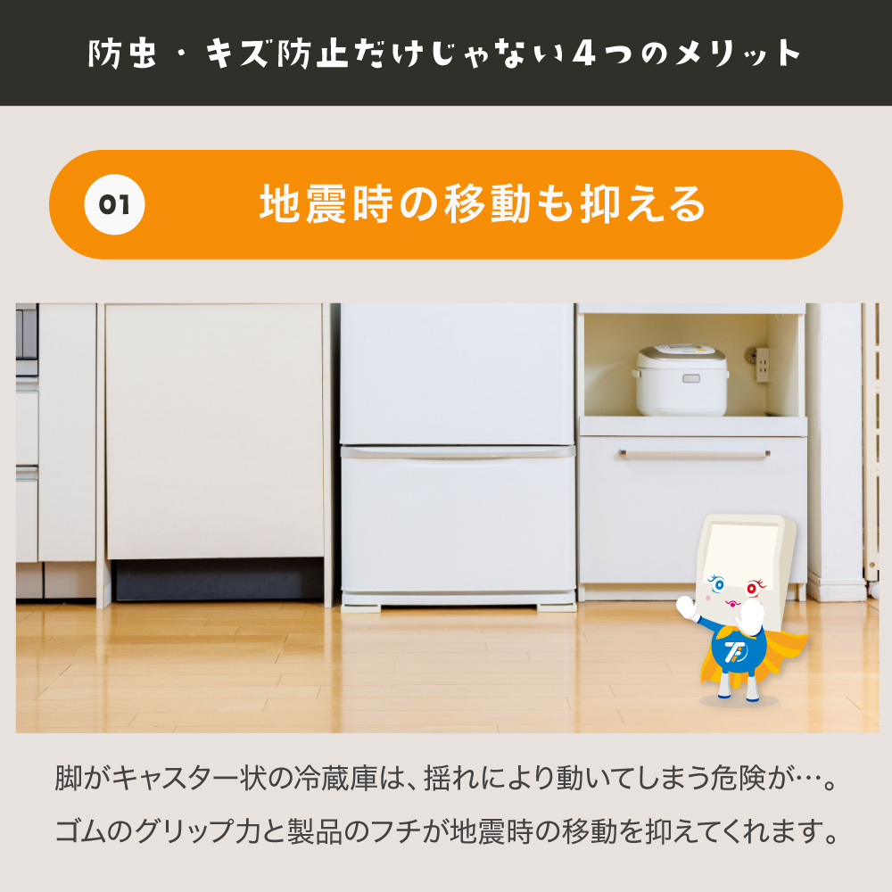 冷蔵庫など害虫・キズ凹み防止ゴムマット TFi-7015G マット 下敷きマット 冷蔵庫下マット 300L キズ防止 へこみ防止 タツフト あしあげ隊 ポリカ |  | 13