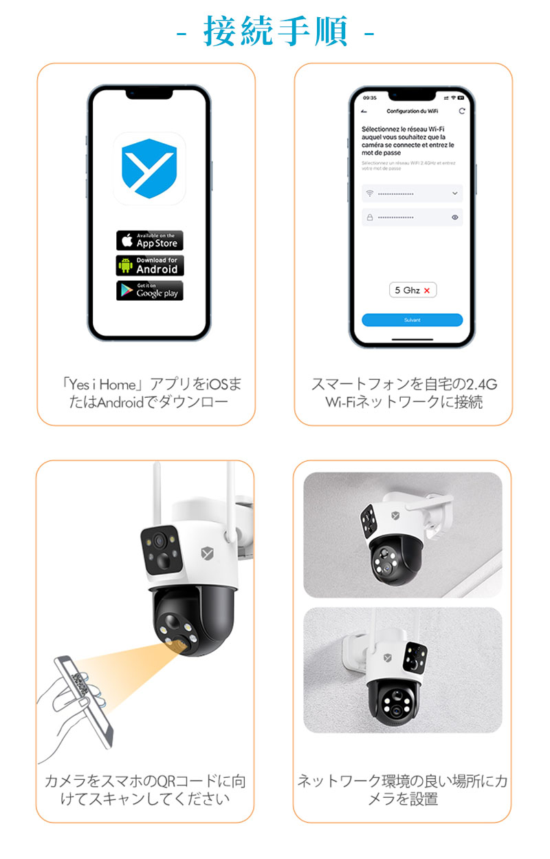 防犯カメラ 2眼レンズ搭載&デュアルレンズ&両監視画面 & 360°死角なし