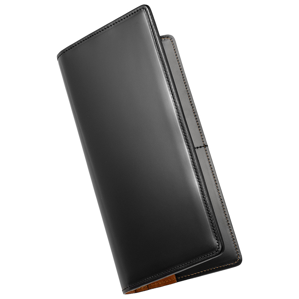 三つ折り財布 オイルコードバン 新品未使用 日本製 黒 ミニ財布 メンズ コードバン 三つ折り財布 小さい コンパクト 新喜皮革