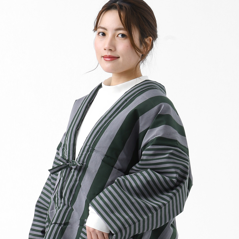 はんてん 半纏 遠赤外線 ストライプ 男女兼用 久留米織 久留米はんてん