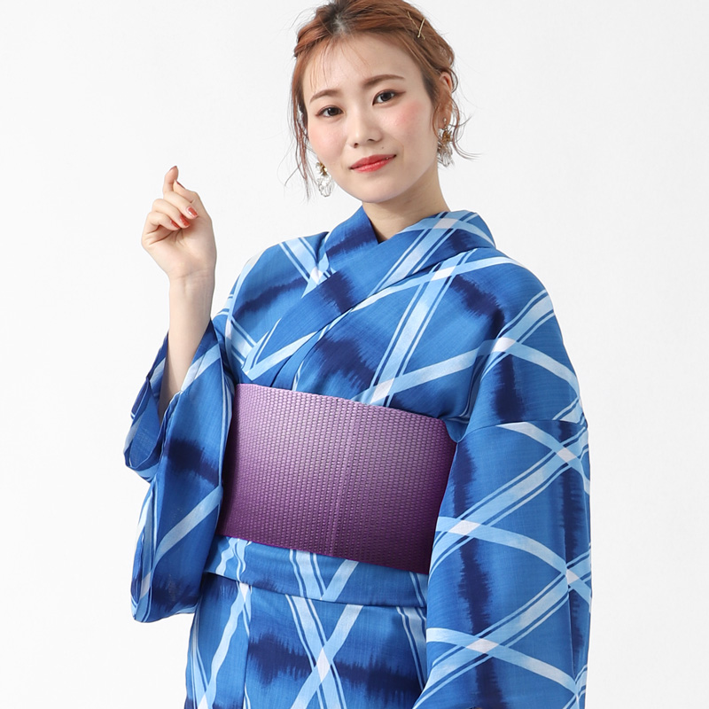 新品未使用タグつき 浴衣 TEIJINカルキュロ フリーサイズ ブルー