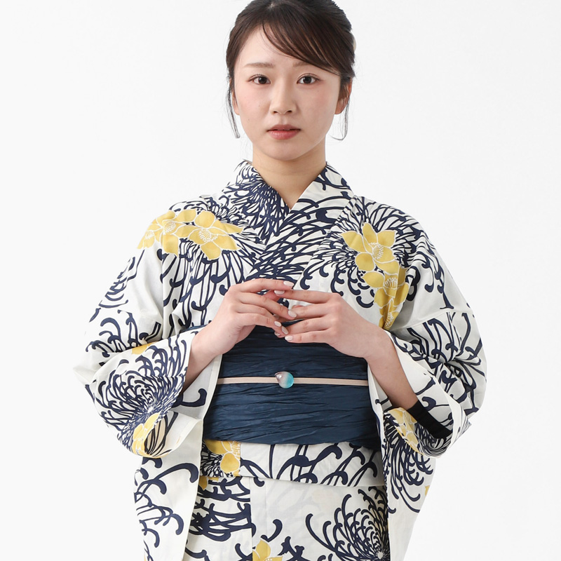 おまかせ下駄＋おまかせ黄色系の兵児帯つき◆◆高級変わり織◆涼し蒼紫陽花 浴衣 帯 下駄 3点 セット 柄 大人 女性 兵児帯 レディース 10代 20代