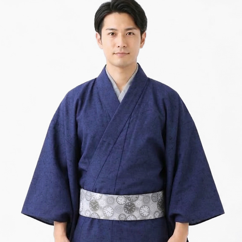 ROCCA（六花） メンズ 久留米織着物 ワンタッチ角帯 2点セット