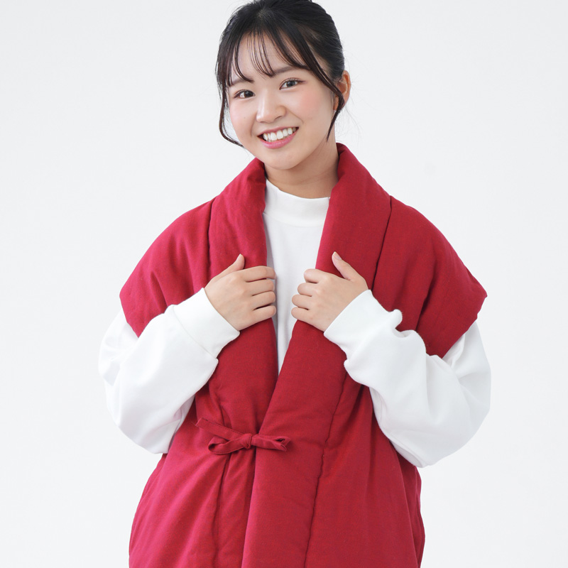 宮田織物 山並み 鷹取 はんてん ロング ポンチョ 袖なし レディース