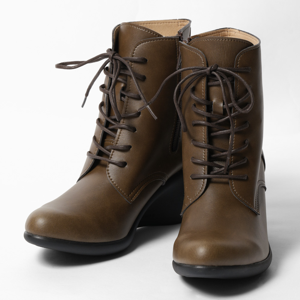 リゲッタ ブーツ 日本製 レースアップ サイドジップ 袴ブーツ ヒール レディース 歩きやすい 履きやすい 痛くない 【 黒 ブラック ブラウン 脚長 カジュアル きれいめ 袴 卒業式 成人式 大学生 小学生 大人 おしゃれ 春 秋 冬 人気  】 Re:getA（リゲッタ） ブーツ 日本製 レースアップ サイドジップ 袴