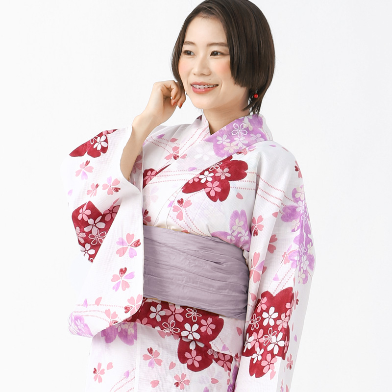 二部式浴衣 3点 セット 帯 下駄 花柄 簡単 二部式 セパレート