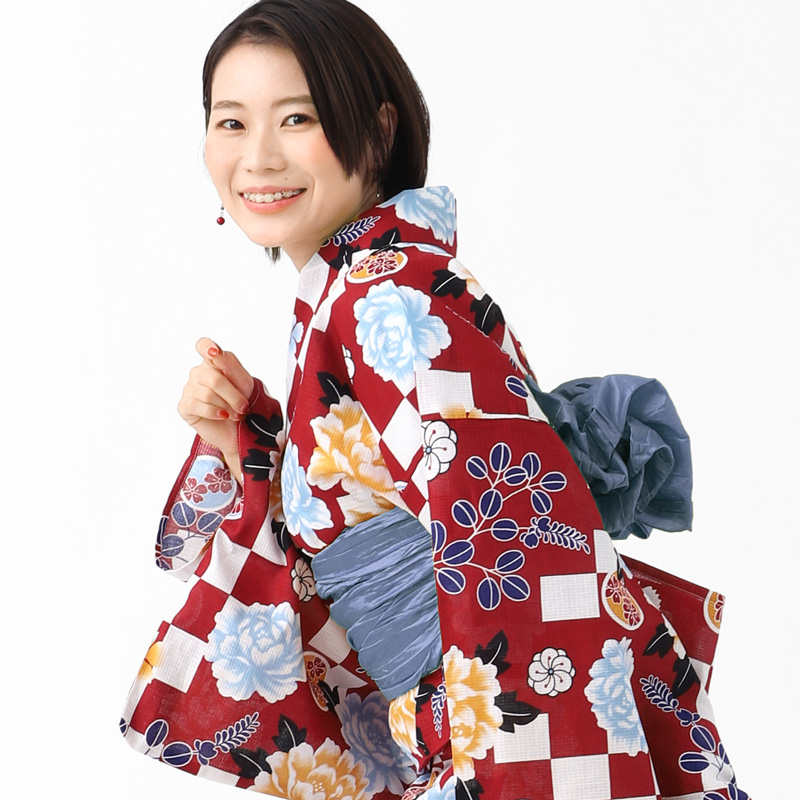 二部式浴衣 3点 セット 帯 下駄 花柄 簡単 二部式 セパレート