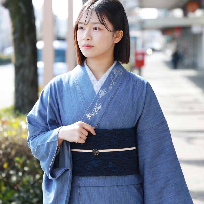 金彩デニム着物 着物 洗える着物 レディース 洗える きもの デニム