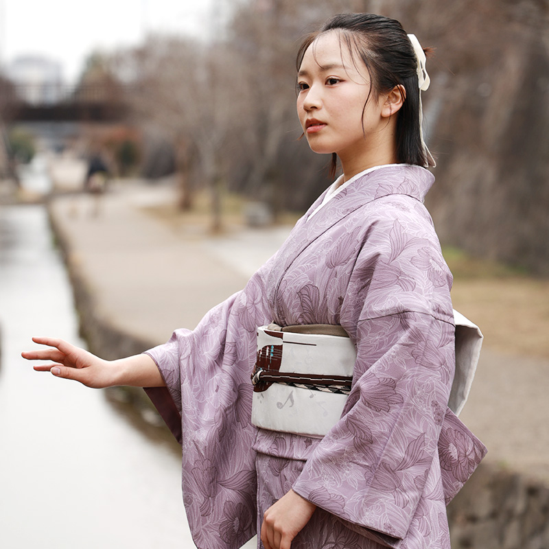 洗える 着物 袷 2点セット WA・KKA ワンタッチ京袋帯 ROCCA 六花