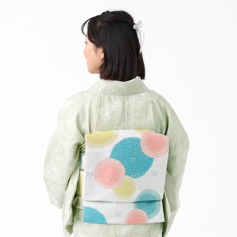 洗える 着物 袷 2点セット WA・KKA ワンタッチ京袋帯 ROCCA 六花
