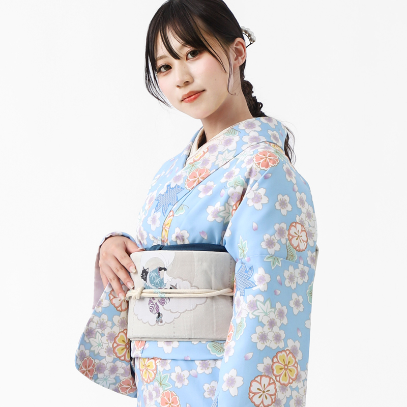 洗える 着物 袷 2点セット WA・KKA ワンタッチ京袋帯 ROCCA 六花