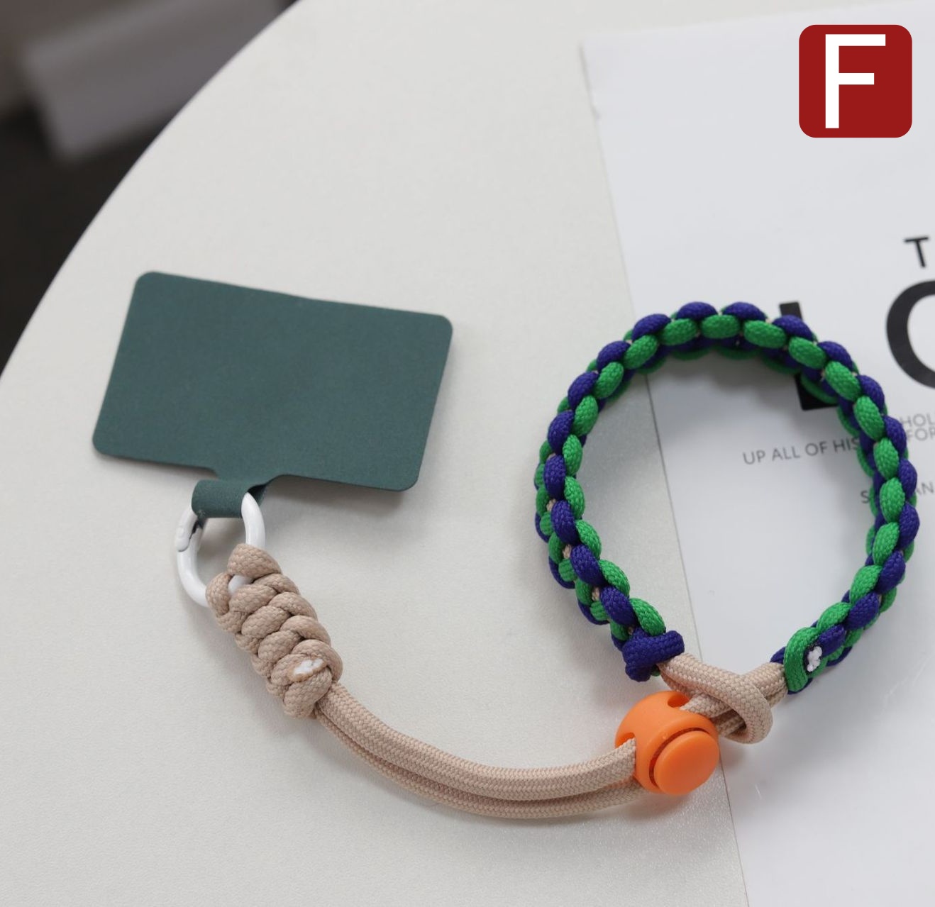 スマホストラップ 手首 編み込み マルチカラー ショートストラップ