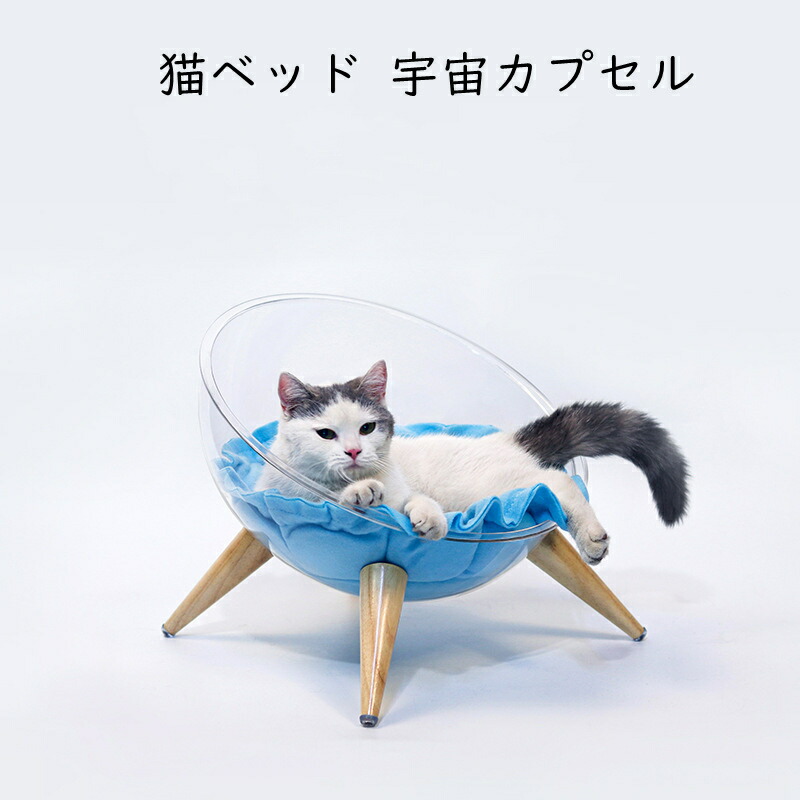 猫ハウス 猫ベッド 宇宙カプセル 透明 クリア キャットハウス 夏