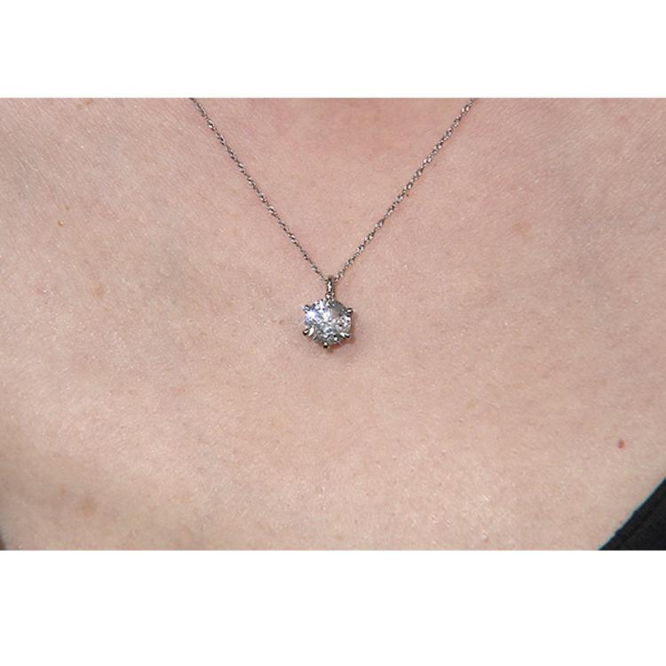 プラチナ 1ct ダイヤ 一粒石 ペンダント セット / ネックレス