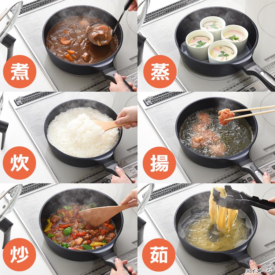 ベルフィーナプレミアム ダイヤモンドエンボスパン プラス 蓋付24cm深