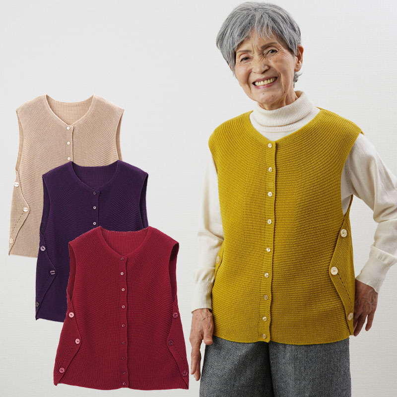 ウール70% ベストアンサンブルニット　昭和レトロ　日本製 シニアファツション レディース 80代 70代 上品 婦人服 高齢者