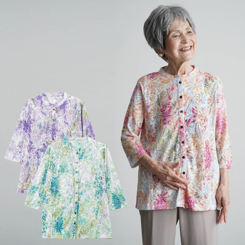 シニアファッション 80代 70代 60代 高齢者 婦人服 ブラウス レディース シニア 服 女性 おばあちゃん 上品 プレゼント 日本製 楊柳ストレッチ 七分袖 ブラウス 楽天市場】シフォン7分袖ブラウス フリー/LL 日本製 シニア