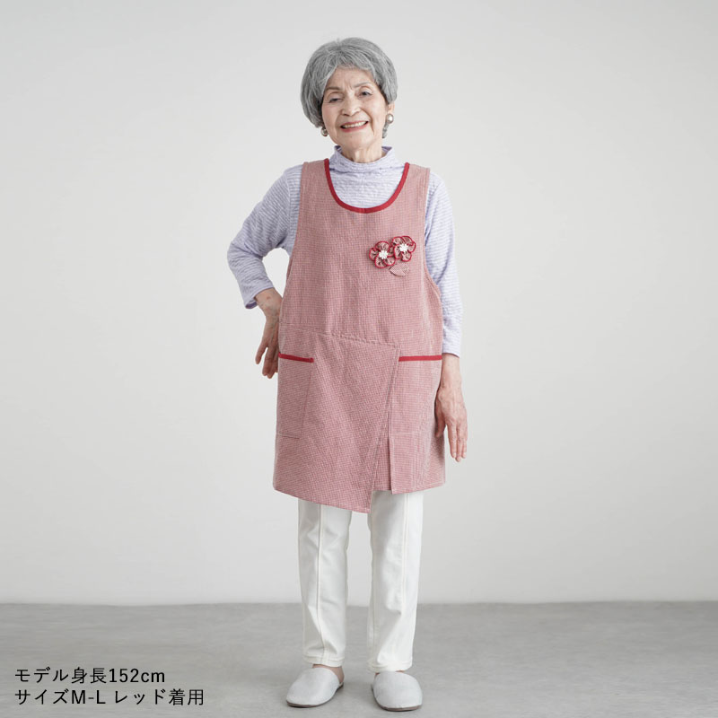 婦人服　敬老の日　エプロン　祖母　おばあちゃん　ちりめん細工　レディース シニア 服 80代 70代 60代 高齢者 婦人服 エプロン レディース
