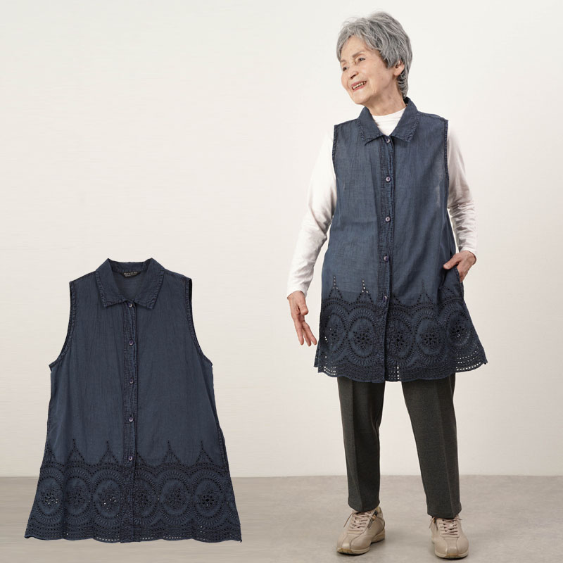シニアファッション 80代 70代 60代 レディース 婦人服 高齢者 ベスト おばあちゃん 祖母 母の日 誕生日 プレゼント シニア 服 秋 前開き ジレ 日本製 cjs-ft11-ra-6054.jpg
