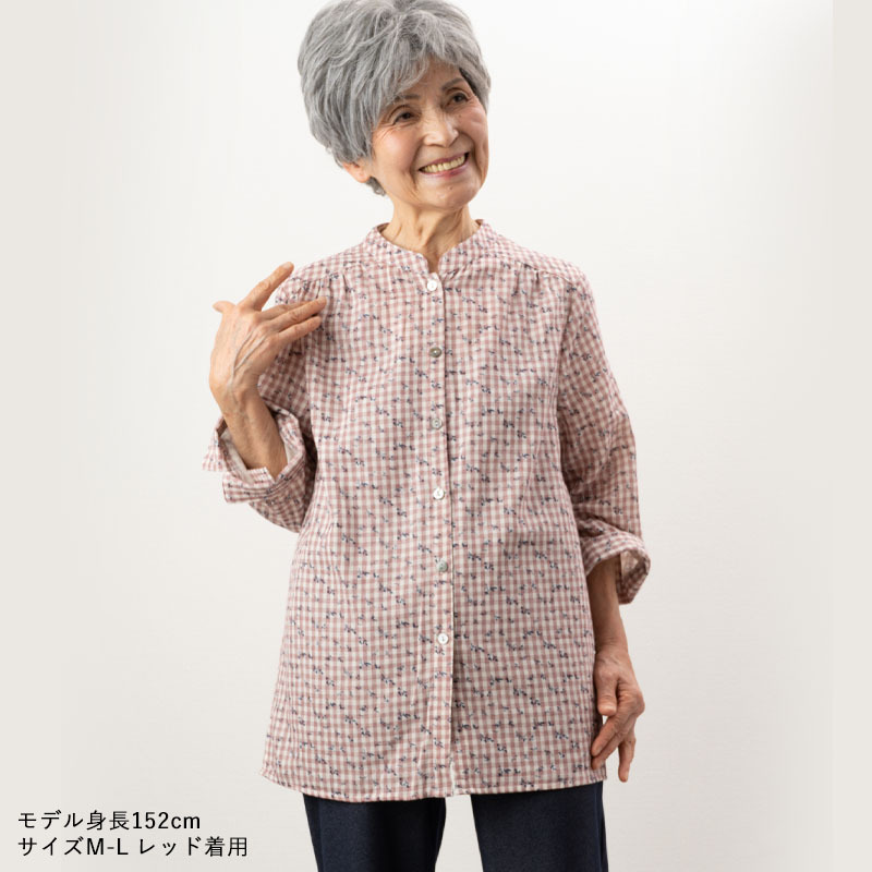 シニアファッション 80代 70代 高齢者 婦人服 ブラウス 夏 60代 レディース おしゃれ シニア 服 おばあちゃん 母の日 プレゼント 七分袖  ダブルガーゼ シャツ