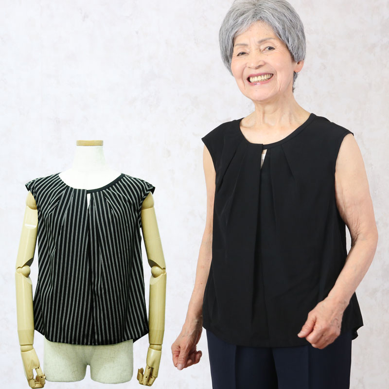 X-38 ミセス　シニア婦人服　半袖オーバーブラウス日本製　Mサイズ happy-clothing_118-8046