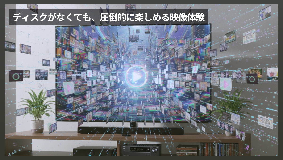 たくさんのコンテンツをTV経由で再生できるイメージ