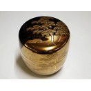 送料無料 （茶道具/茶器/棗） 山中塗 菊桐秋草蒔絵 面中次 和田寿峰作