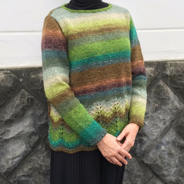 野呂英作の毛糸・ゆうぐれで編む裾模様が素敵なセーター 手編み