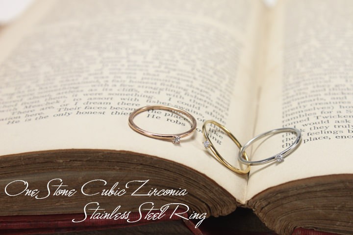Pianissimo(ピアニッシモ) キュービックジルコニア付きステンレスリング