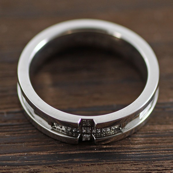 選べるカラー♪キュービックジルコニア付きクロスステンレスリング：詳細画像2