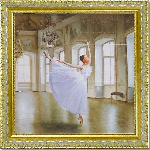 人気定番定番特価油絵　バレエ 「白い貴婦人」　MA321　ユーラシアアート 人物画