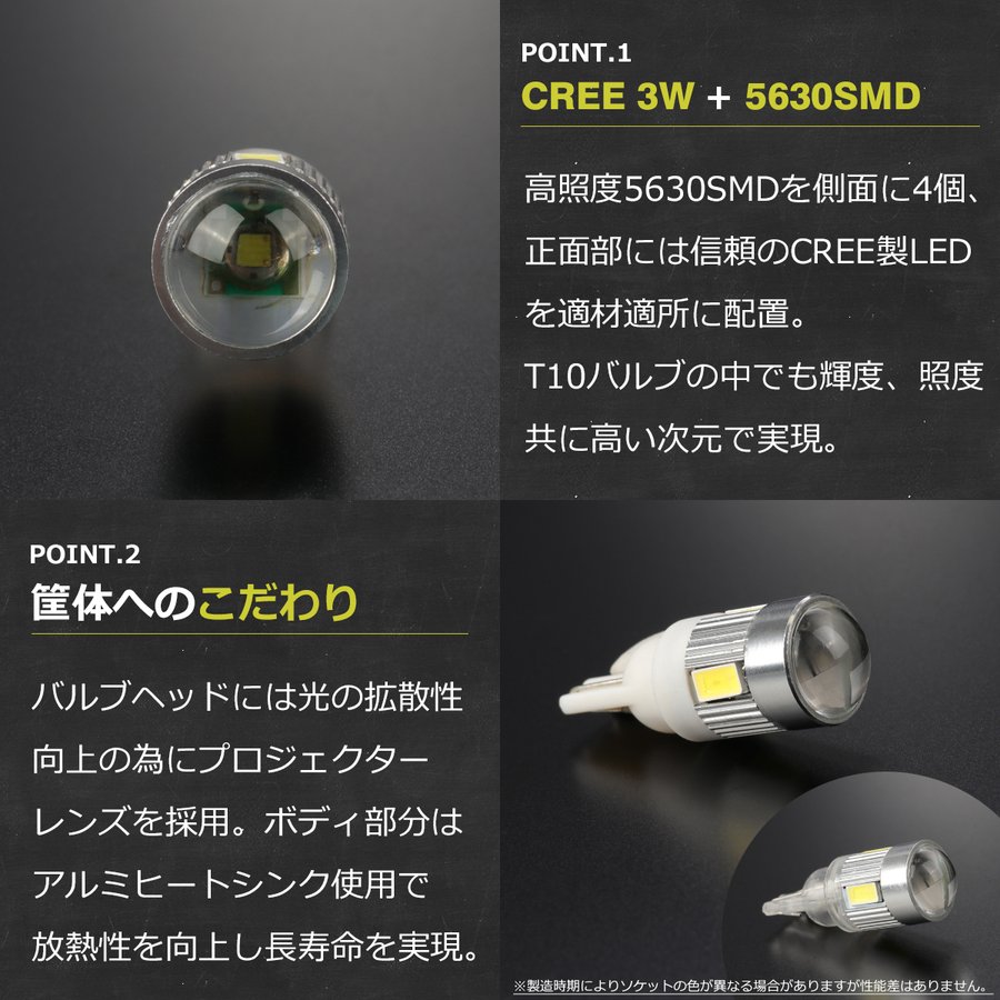 T10 LEDバルブ 6000K ホワイト CREE 3W+5630SMD LED AZ067 | ブランド登録なし | 02