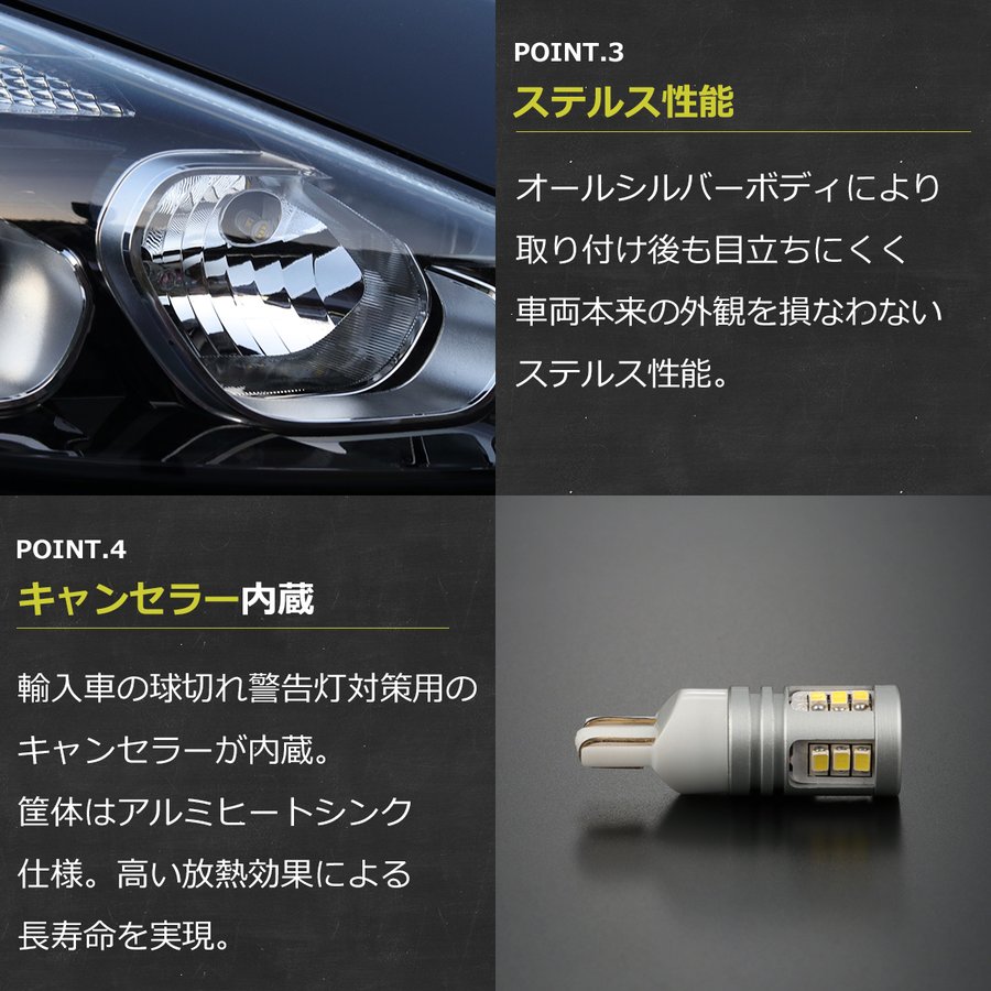 T10 LEDバルブ 2個セット 7000K ホワイト SMD LED 12V 24V キャンセラー内蔵 AZ163 | ブランド登録なし | 03